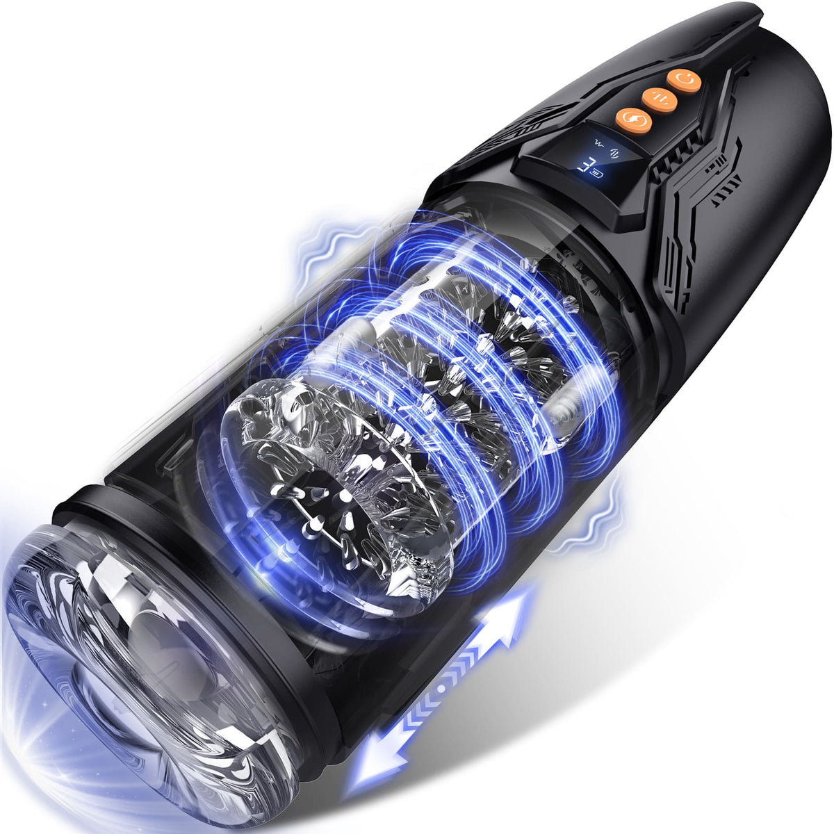 Automatic Thrusting and Rotating Vibrating Led Display Male Masturbator
