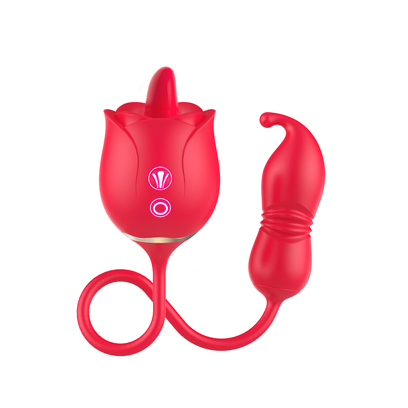 Tongue Licking and Thrusting G-Spot Massager Rose Sex Toy