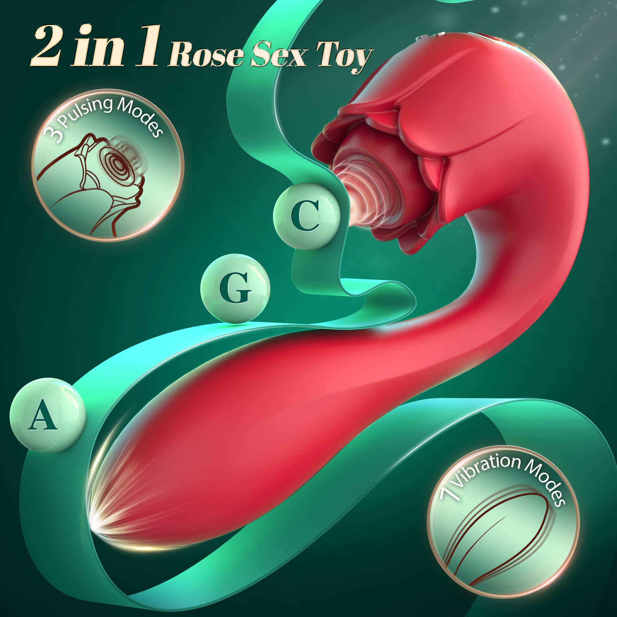 Sohimi 2 in 1 Pulsing and Vibrating Rose Vibrator Toy