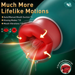 Lifelike Auto/Manual Mouth Suction and Kissing Clitoirs Stimulation Vibrator