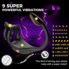 3 in 1 Cock Ring with Multi Stimulations Butt Plug