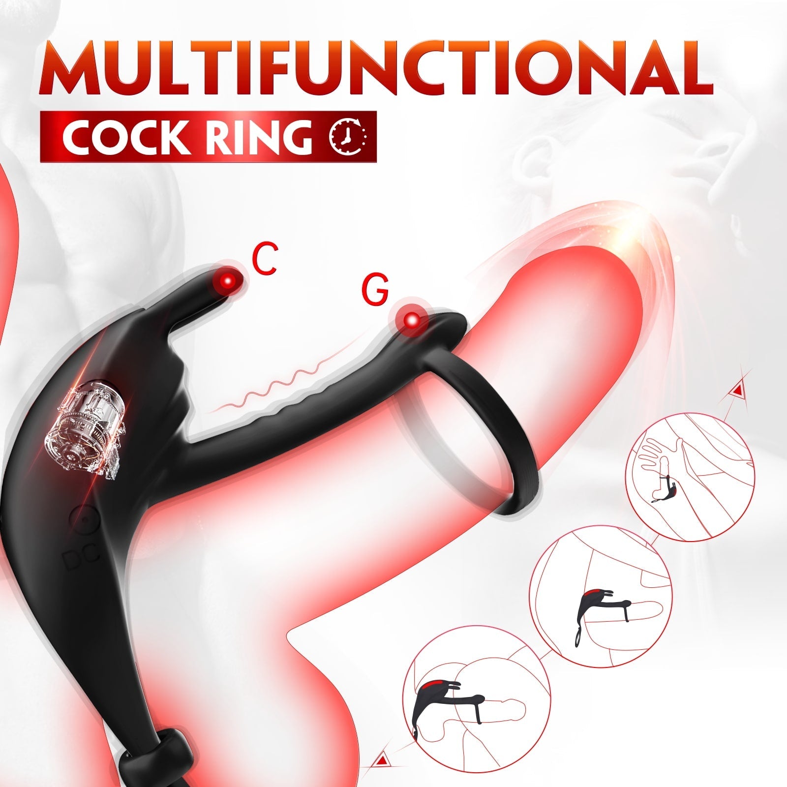 Multifunctional 7 Vibration Adjustable Design Cock Ring