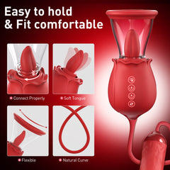 2024 Upgrade Rose Flapping & Realistic G-Spot Dildo and Clitoris Vibrator Plug