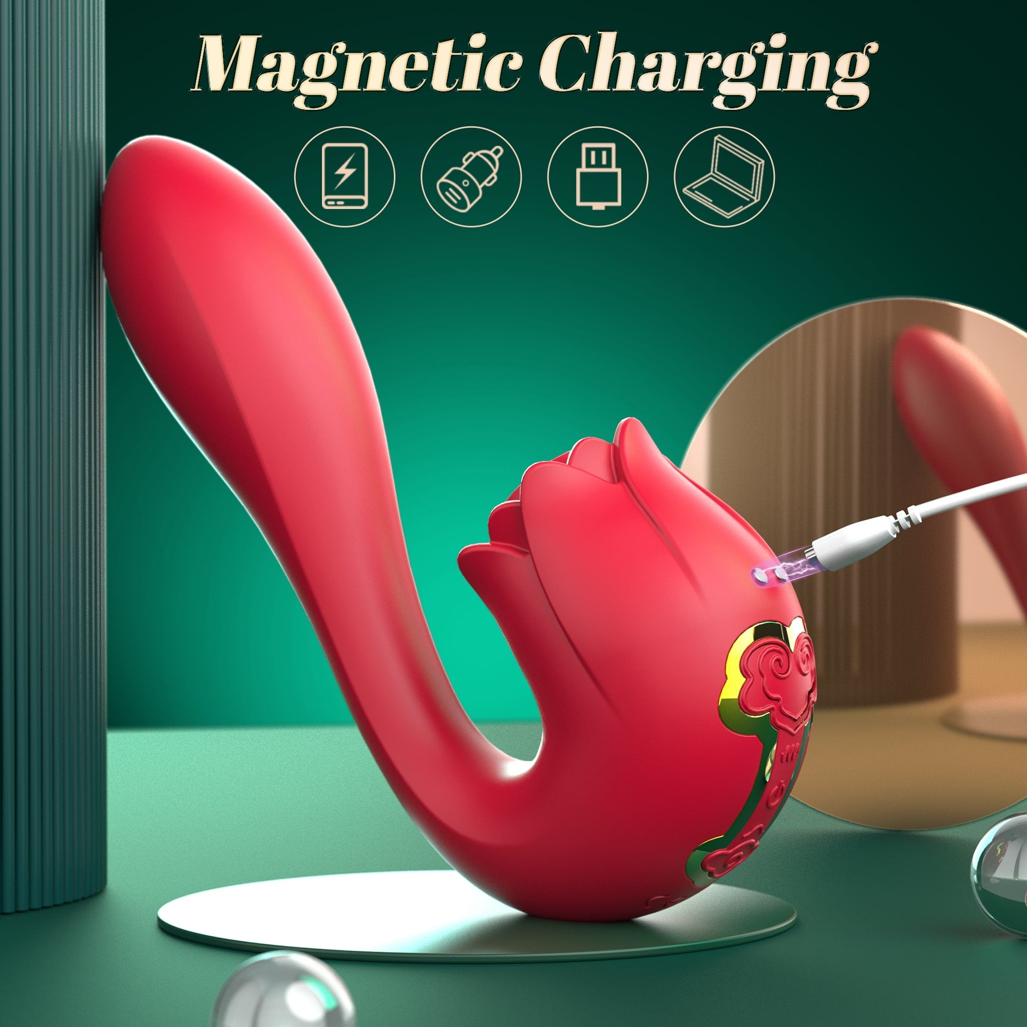 Sohimi 2 in 1 Pulsing and Vibrating Rose Vibrator Toy