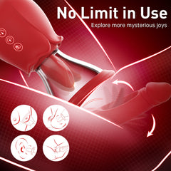 2024 Upgrade Rose Flapping & Realistic G-Spot Dildo and Clitoris Vibrator Plug