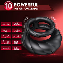 Adult Double Penis Ring Vibrator Cock Ring with 10 Vibration Modes