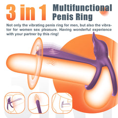 3 in 1 Multifunctional Penis Cock Ring with 10 Vibrating Modes