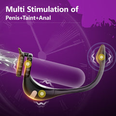 3 in 1 Penis Cock Ring with Multi Stimulations Butt Plug