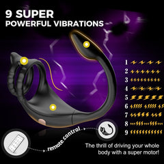 3 in 1 Penis Cock Ring with Multi Stimulations Butt Plug