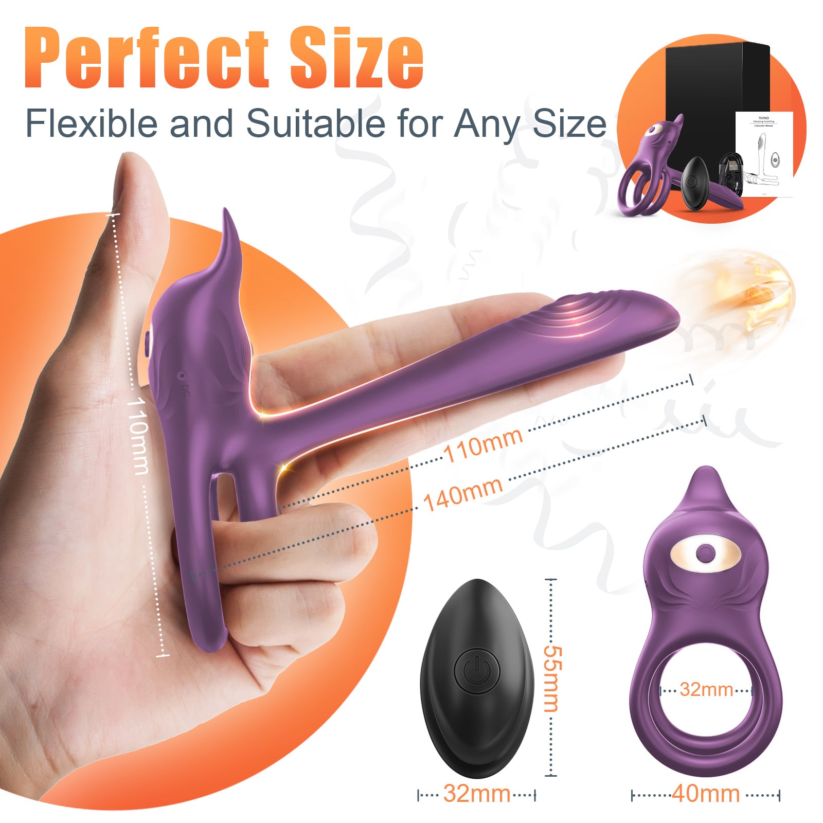 3 in 1 Multifunctional Penis Cock Ring with 10 Vibrating Modes